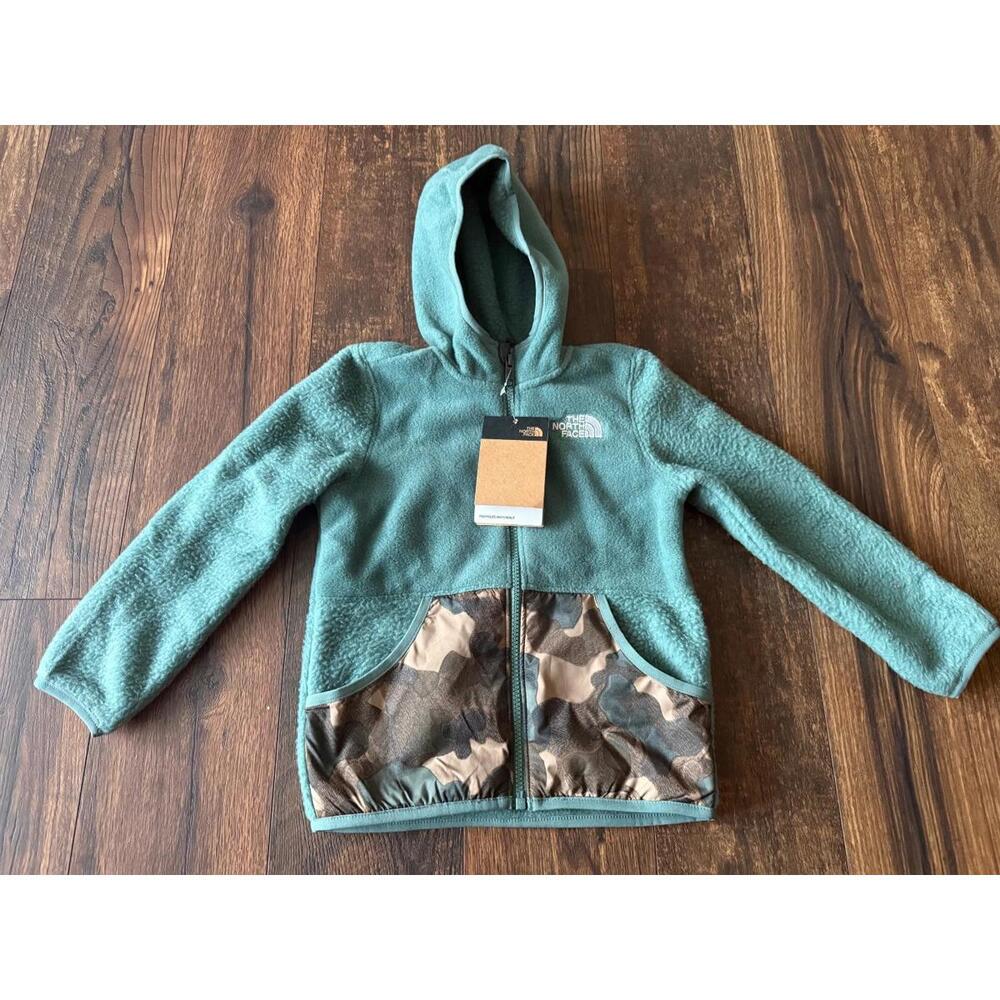 NEW The North Face Forrest Fleece Full Zip Hoodie Green Kids SZ 5 Boy Girl Camo